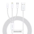 Baseus Superior Series 3 az 1-ben USB-kábel, USB-mikro-USB / USB-C / Lightning, 3,5 A, 1,2 m (fehér) CAMLTYS-02