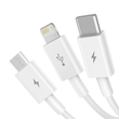 Baseus Superior Series 3 az 1-ben USB-kábel, USB-mikro-USB / USB-C / Lightning, 3,5 A, 1,2 m (fehér) CAMLTYS-02