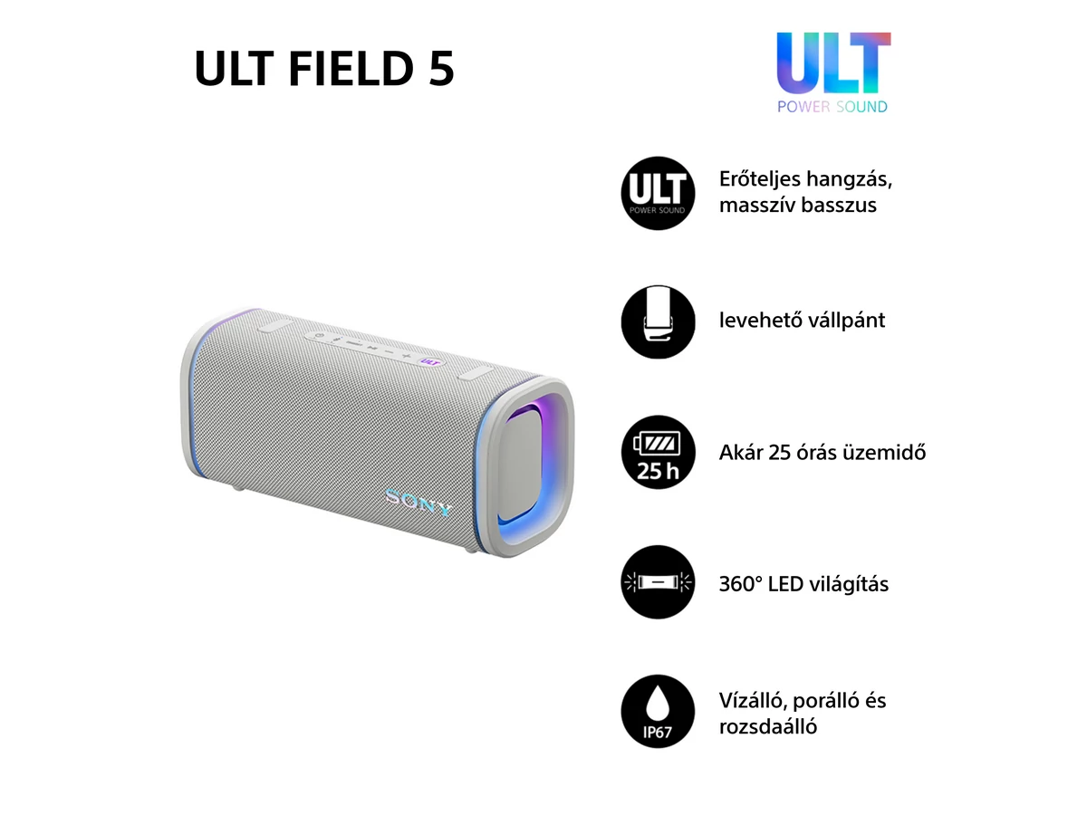 Sony ULT Field 5 fehér Bluetooth hagnszoró (SRSULT50W.CE7)