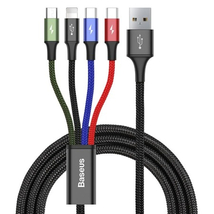 Baseus Fast 4 az 1-ben USB-kábel 2xUSB-C / Lightning / Micro 3,5A 1,2 m (fekete) CA1T4-B01