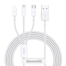 Baseus Superior Series 3 az 1-ben USB-kábel, USB-mikro-USB / USB-C / Lightning, 3,5 A, 1,2 m (fehér) CAMLTYS-02