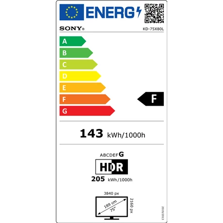 Sony KD-75X80L BRAVIA 4K HDR Google TV - 189 cm