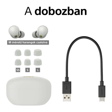 Sony WF-1000XM5 Wireless Noise Cancelling fülhallgató, akár 24 órás üzemidő és Gyors Töltés, 