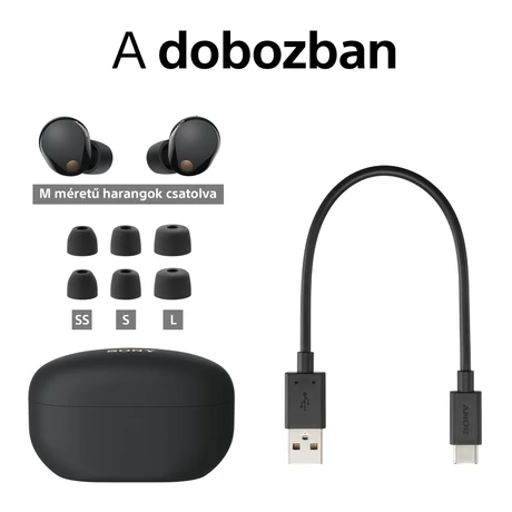 Sony WF-1000XM5 Wireless Noise Cancelling fülhallgató, akár 24 órás üzemidő és Gyors Töltés, Szürke